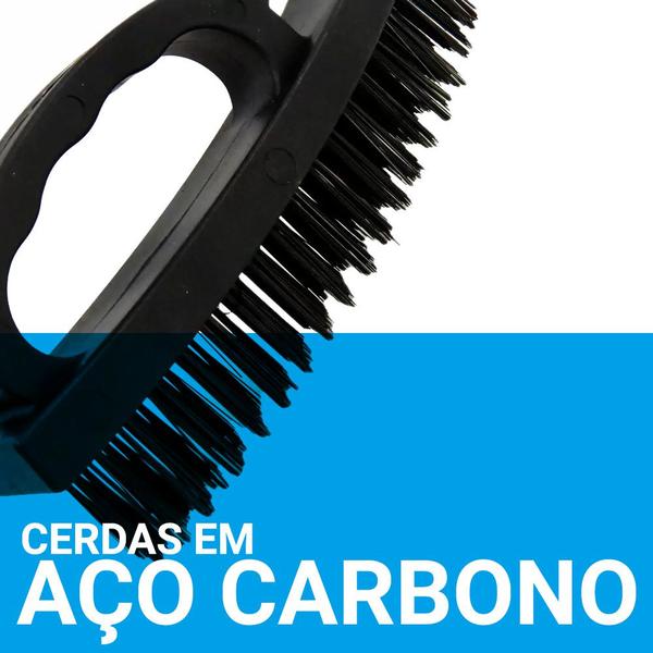 Imagem de Escova de Aço Multiuso Com Cabo Ergonômico Limpa Grelha Churrasqueira Manual Limpeza em Geral