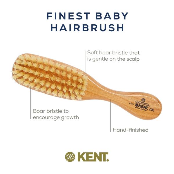 Imagem de Escova de cabelo para bebês KENT BA10 Soft 100% Pure White Cerstle