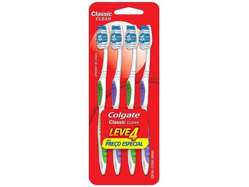 Imagem de Escova de Dente Colgate Classic Clean - 4 Unidades