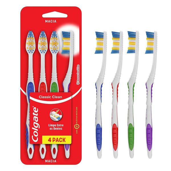 Imagem de Escova de Dente Colgate Classic Clean Macia 4 unidades