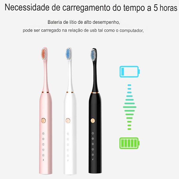 Imagem de Escova De Dente Dental Elétrica Vibratória Recarregável Usb