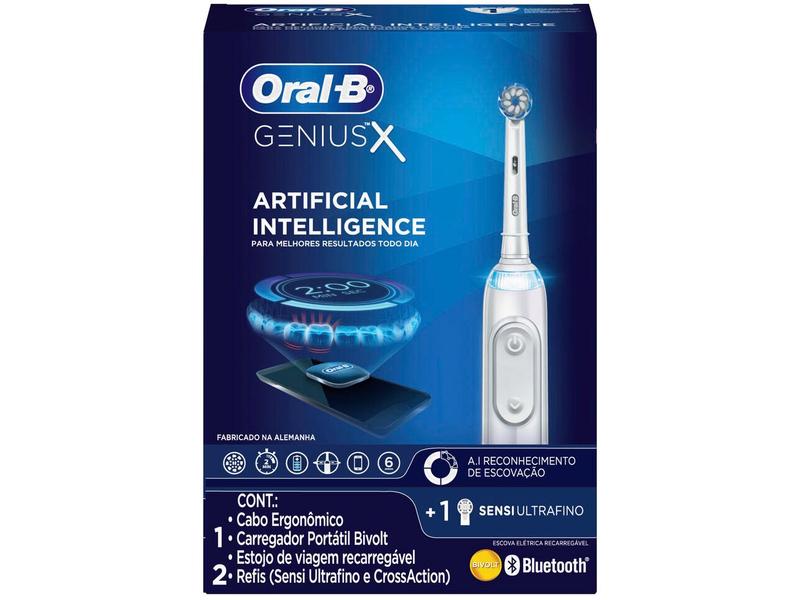 Imagem de Escova de Dente Elétrica Recarregável Oral-B Genius X com Estojo de Viagem com Refil