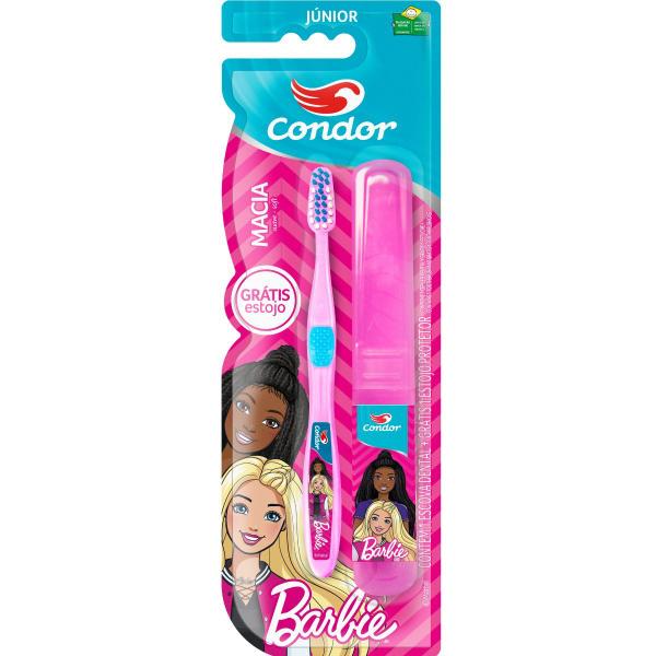 Imagem de Escova de dente + estojo barbie junior macia 3160-0 - condor