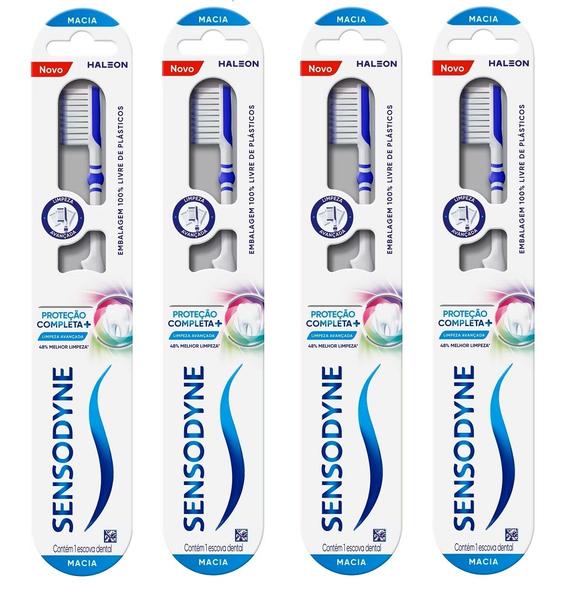 Imagem de Escova de Dente Ext Macia Proteção Completa Sensodyne Kit X4