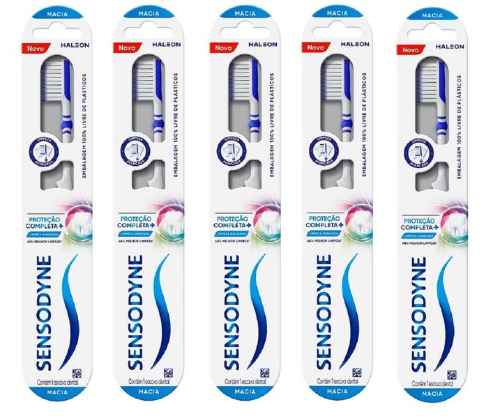 Imagem de Escova de Dente Ext Macia Proteção Completa Sensodyne Kit X5