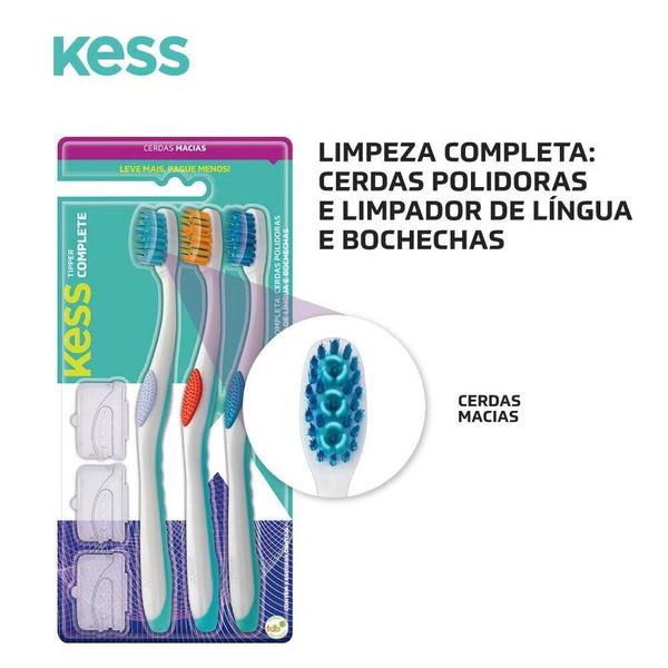 Imagem de Escova De Dente Macia Suave Kess Complete Tipper Kit 3 Un.