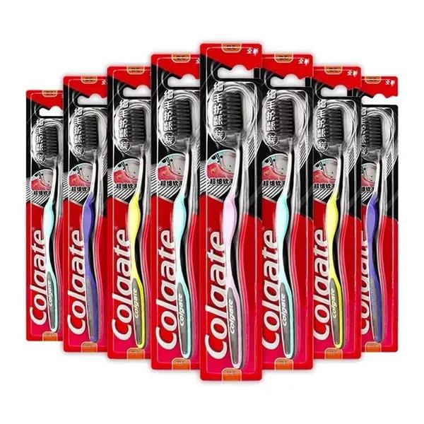 Imagem de Escova de Dentes de Carvão de Bambu Colgate - Cerdas Macias - Pacote Familiar com 8 Unidades