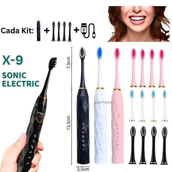 Imagem de Escova de Dentes Diamante Adulto USB 4 Cabeças Elétrica