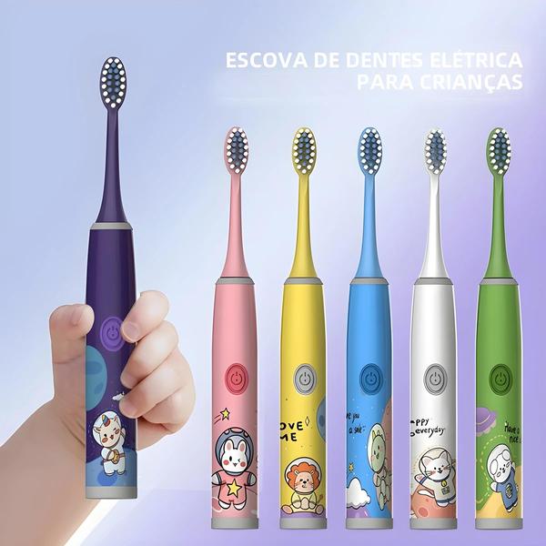 Imagem de Escova de Dentes Elétrica com Cerdas Macias - Para Crianças (3 a 15 anos), Homens e Mulheres