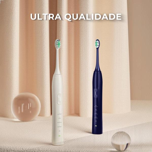 Imagem de Escova de Dentes Elétrica Inteligente Ultra Sônica 5 Modos de Limpeza Resistente à Respingos de Água IPX8 BOMIDI TX5