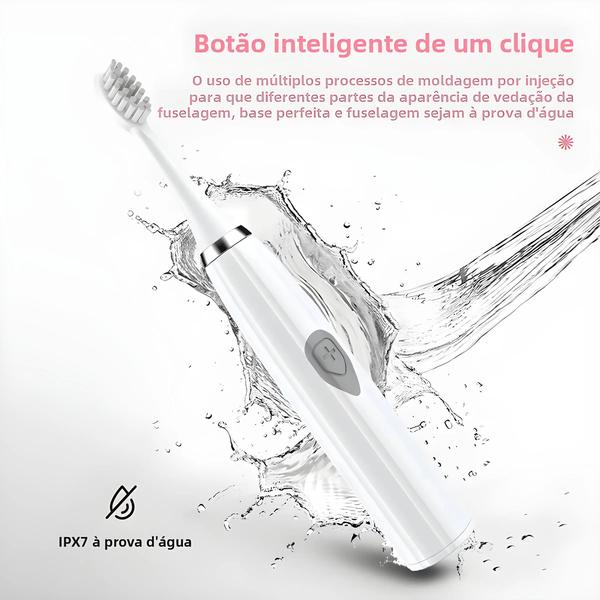 Imagem de Escova de Dentes Elétrica Portátil com Cerdas Macias Dupont - À Prova D'Água IPX6