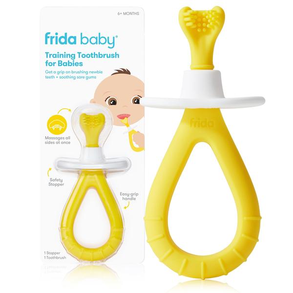 Imagem de Escova de dentes Frida Baby Training para bebês com silicone