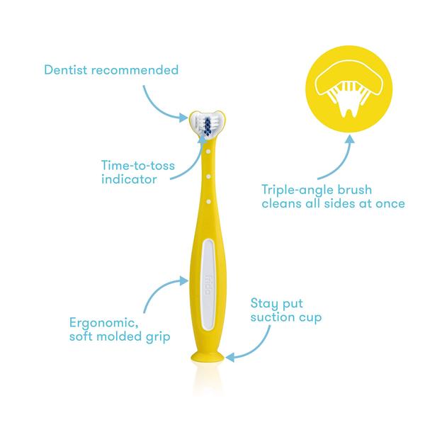 Escova de dentes Frida Baby Triple-Angle Toothhugger para criança Imagem de Escova de dentes Frida Baby Triple-Angle Toothhugger para criança