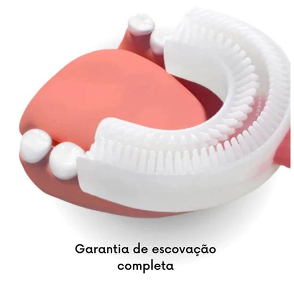 Imagem de Escova de Dentes Infantil 2 em 1 360 Graus Massageador Dental Silicone Incentiva Escovação