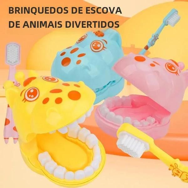 Imagem de Escova de Dentes Infantil com Girafa - Brinquedo Educativo para Aprendizagem Precoce da Higiene Oral