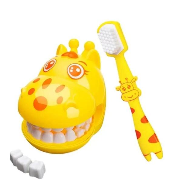 Imagem de Escova de Dentes Infantil com Girafa - Brinquedo Educativo para Aprendizagem Precoce da Higiene Oral