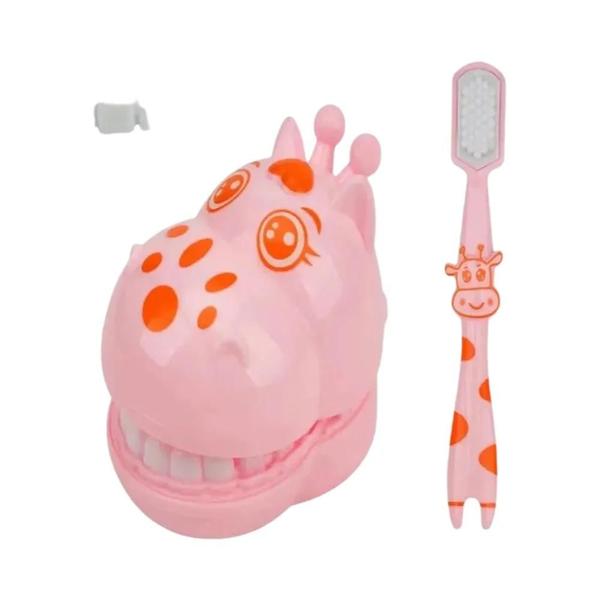 Imagem de Escova de Dentes Infantil com Girafa - Brinquedo Educativo para Aprendizagem Precoce da Higiene Oral