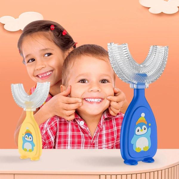 Imagem de Escova De Dentes Infantil De Silicone Formato Em U 360º Grau