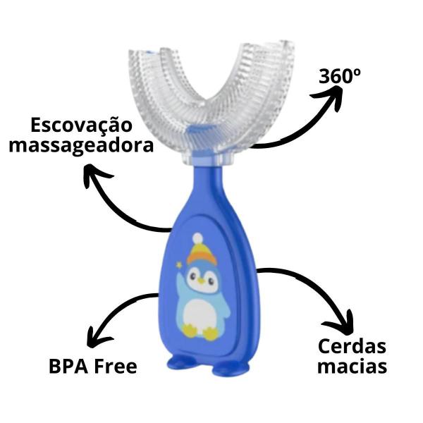 Imagem de Escova De Dentes Infantil De Silicone Formato Em U 360º Grau