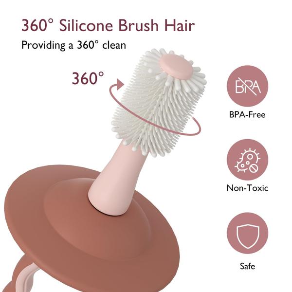 Escova de dentes Momcozy Baby 360 Ultrasoft com base de sucção rosa Imagem de Escova de dentes Momcozy Baby 360 Ultrasoft com base de sucção rosa