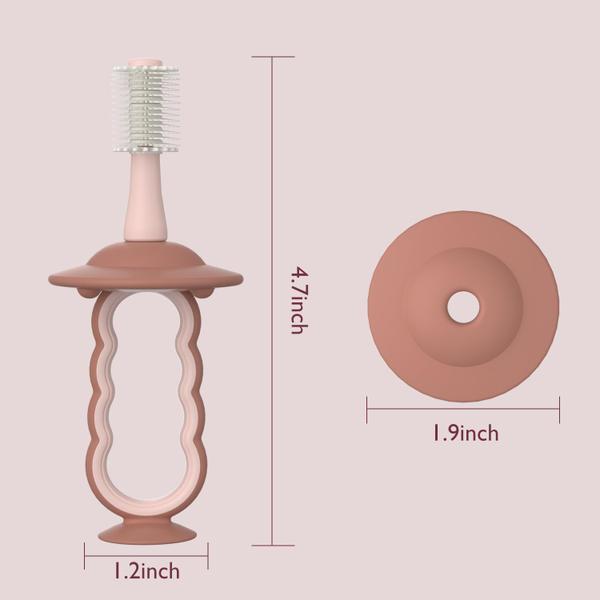 Escova de dentes Momcozy Baby 360 Ultrasoft com base de sucção rosa Imagem de Escova de dentes Momcozy Baby 360 Ultrasoft com base de sucção rosa