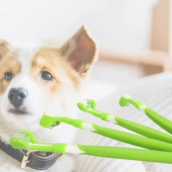 Imagem de Escova de Dentes para Cães - Limpeza Multiângulo para Remoção de Tártaro