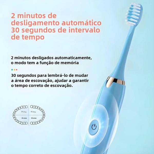 Imagem de Escova de Dentes Sônica Elétrica Recarregável Tongwode - À Prova D'Água com Cabeças de Reposição