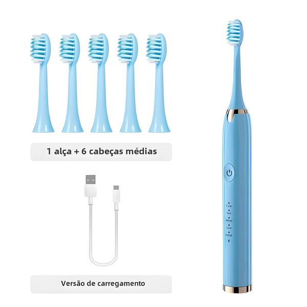 Imagem de Escova de Dentes Sônica Elétrica Recarregável Tongwode - À Prova D'Água com Cabeças de Reposição