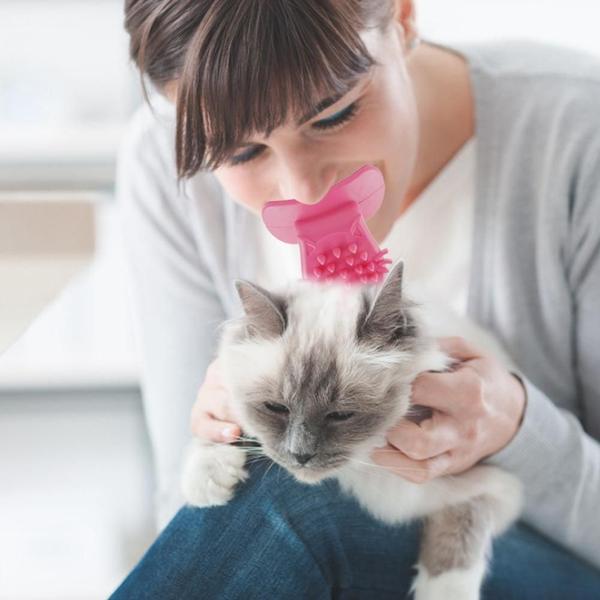 Imagem de Escova de massagem de gato de estimação língua em forma de silicone macio cabelo de estimação escova remove escova