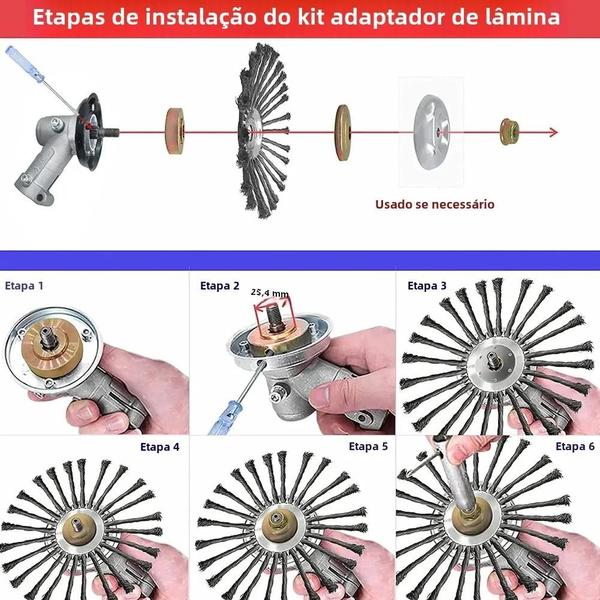 Imagem de Escova De Roda De Fio De Aço Universal 10 6 5 4 Polegada Jardim Capina Remoção De Ferrugem Cortador