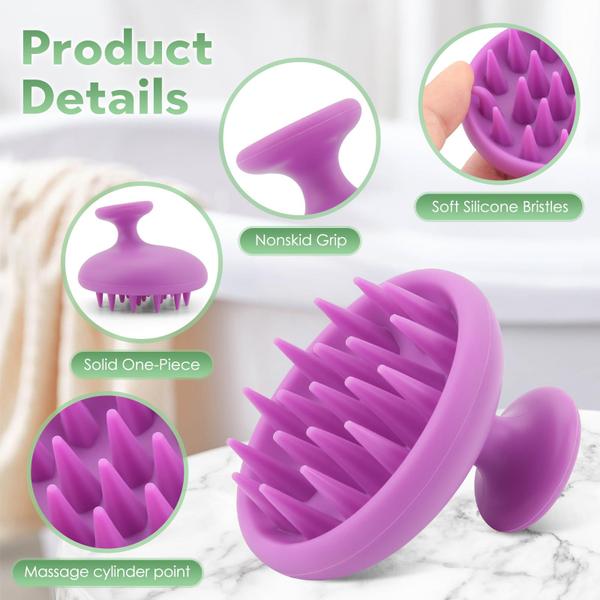 Imagem de Escova de shampoo massageador de couro cabeludo BSSUEENB para crescimento de cabelo roxo