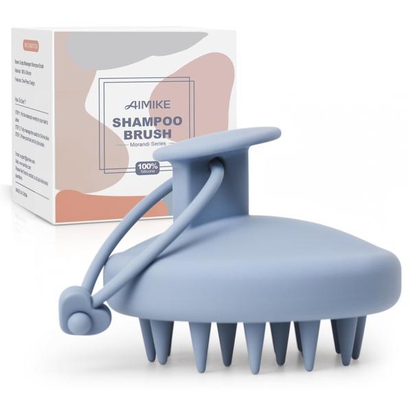 Imagem de Escova de shampoo para massageador de couro cabeludo AIMIKE 100% macia de silicone azul