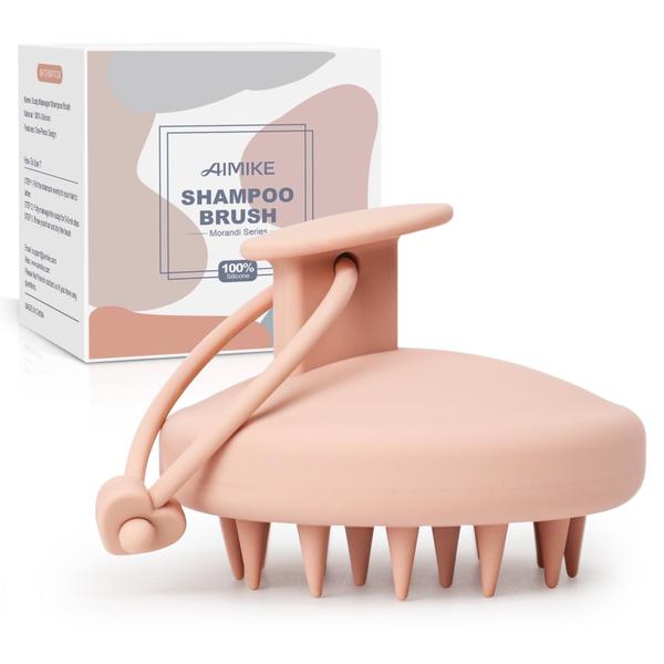 Escova de shampoo para massageador de couro cabeludo AIMIKE 100% macia de silicone rosa Imagem de Escova de shampoo para massageador de couro cabeludo AIMIKE 100% macia de silicone rosa