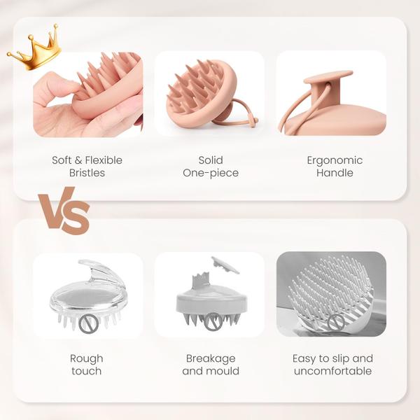 Escova de shampoo para massageador de couro cabeludo AIMIKE 100% macia de silicone rosa Imagem de Escova de shampoo para massageador de couro cabeludo AIMIKE 100% macia de silicone rosa