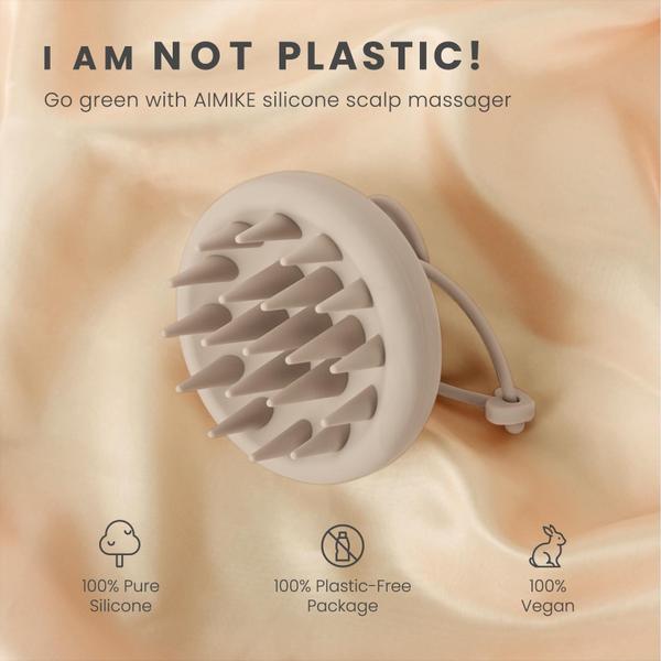 Imagem de Escova de shampoo para massageador de couro cabeludo AIMIKE Silicone Khaki