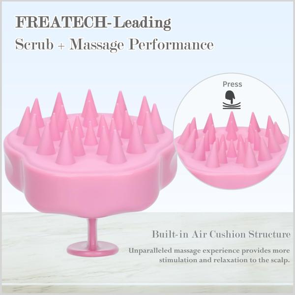 Imagem de Escova de shampoo para massageador de couro cabeludo FREATECH FR3001 Series rosa