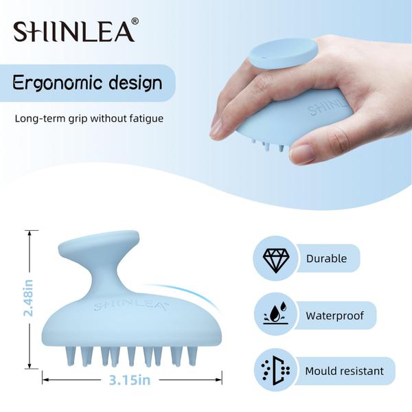 Imagem de Escova de shampoo para massageador de couro cabeludo SHINLEA Silicone Blue