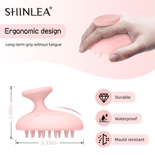 Imagem de Escova de shampoo para massageador de couro cabeludo SHINLEA Silicone Pink