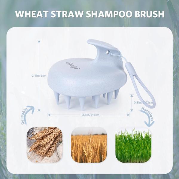 Imagem de Escova de shampoo para massageador de couro cabeludo Sndyi Wheat Straw Silicone Blue