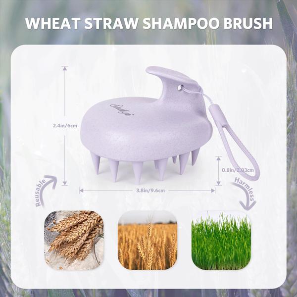 Imagem de Escova de shampoo para massageador de couro cabeludo Sndyi Wheat Straw Silicone Purple