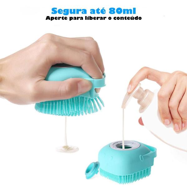 Imagem de Escova De Silicone Para Banho Com Dispenser Kit Com 2 - 80Ml