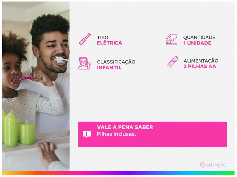 Imagem de Escova Dental A Pilhas Infantil Elétrica Oral-B Disney Princess 1 Unidade