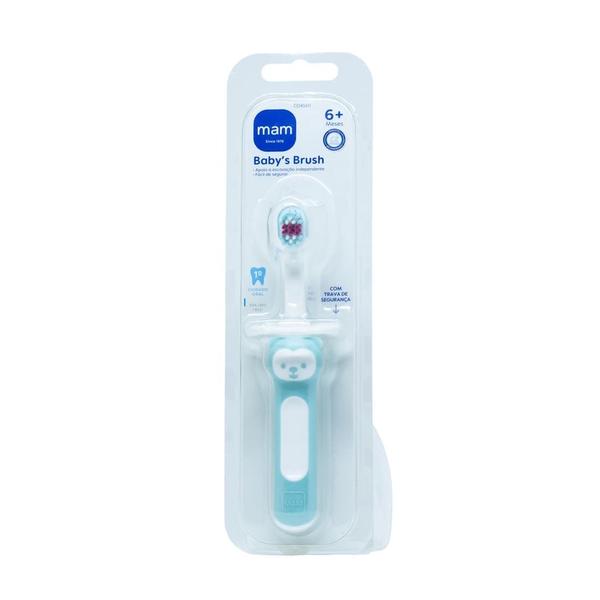 Imagem de Escova Dental Baby's Brush c/ Trava de Proteção 6m+ Mam Azul