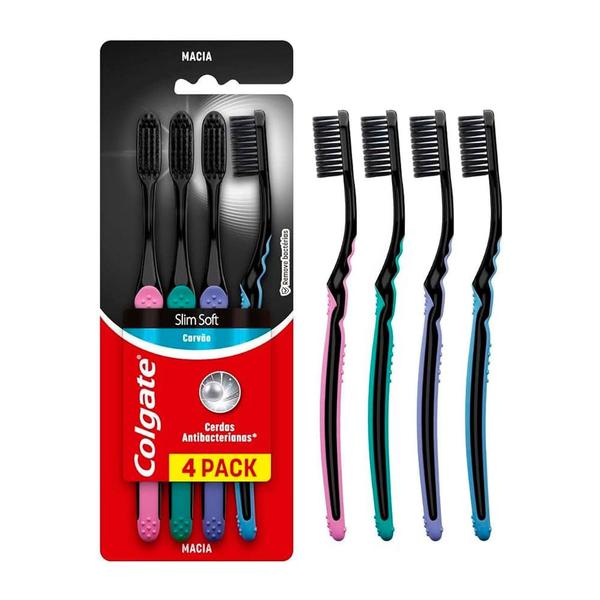 Imagem de Escova Dental Colgate Slim Soft Black 4 Unidades