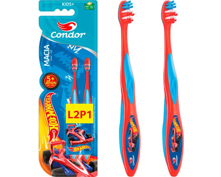 Imagem de Escova Dental Condor Kids Hot Wheels Leve 2 Pague 1