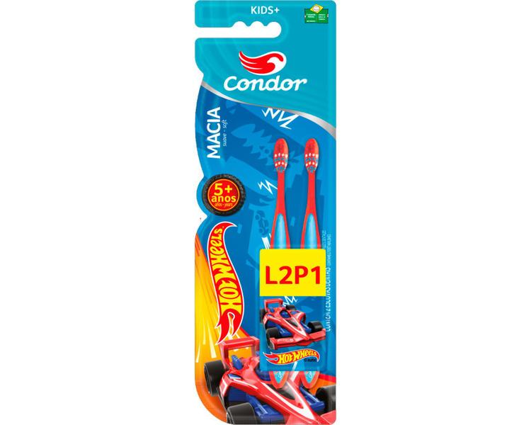 Imagem de Escova Dental Condor Kids Hot Wheels Leve 2 Pague 1