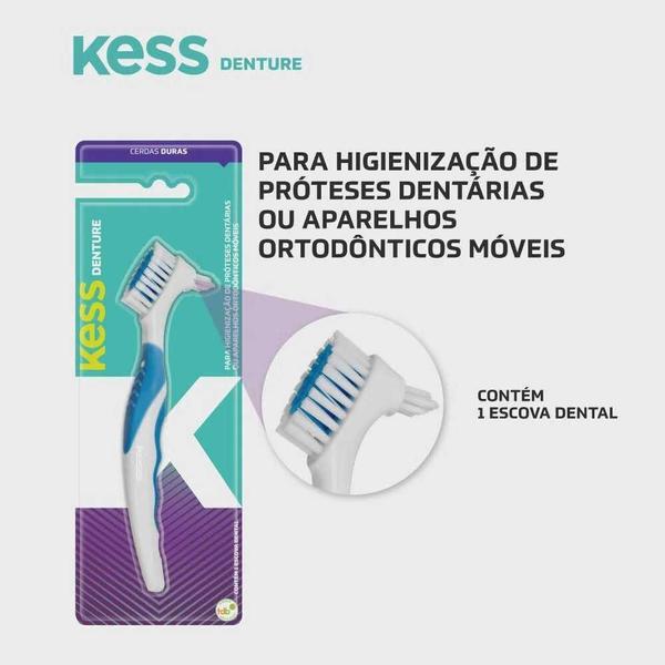 Escova Dental Denture Próteses e Aparelhos Kess Cor Sortida Imagem de Escova Dental Denture Próteses e Aparelhos Kess Cor Sortida