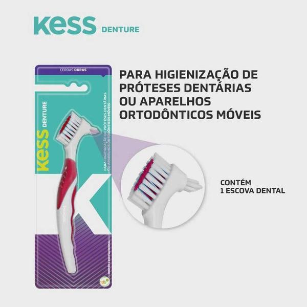 Escova Dental Denture Próteses e Aparelhos Kess Cor Sortida Imagem de Escova Dental Denture Próteses e Aparelhos Kess Cor Sortida