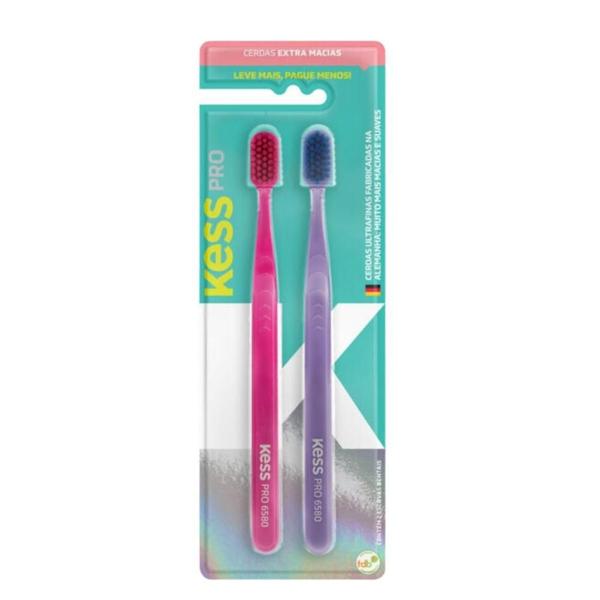 Imagem de Escova Dental Extra Macias Kess Pro Belliz Rosa/roxo C/2 Un