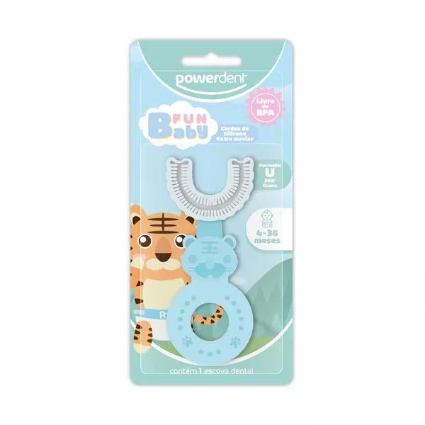 Imagem de Escova Dental Infantil Bebê Formato U 360º Graus Silicone Fun Baby Powerdent